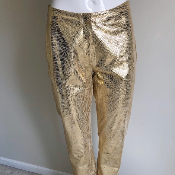 Bebe Leather Gold Cobra Pants - Picture 2 of 7